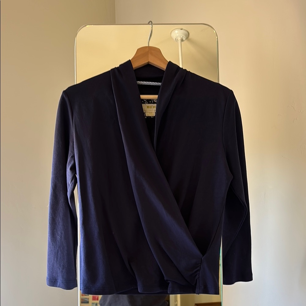 Maeve Navy Blue Wrap Blouse